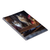 Maine Coon Snowy Sleigh Kerst Decor Notitieboek (Rechterzijde)