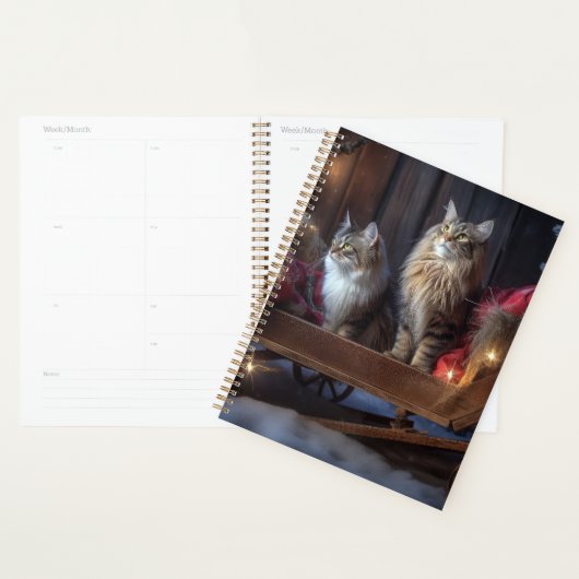 Maine Coon Snowy Sleigh Kerst Decor Planner (Display)