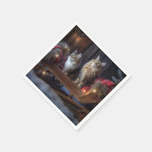 Maine Coon Snowy Sleigh Kerst Decor Servet (Hoek)