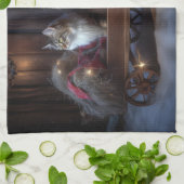 Maine Coon Snowy Sleigh Kerst Decor Theedoek (Gevouwen)