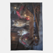 Maine Coon Snowy Sleigh Kerst Decor Theedoek (Verticaal)