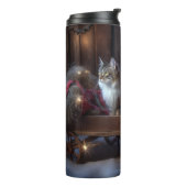 Maine Coon Snowy Sleigh Kerst Decor Thermosbeker (Gedraaid links)