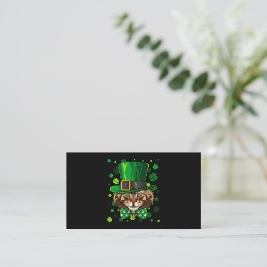 Maine Coon St Patricks Day Cat Leprechaun Pet Sham Visitekaartje (Staand voorkant)