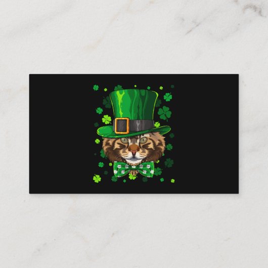 Maine Coon St Patricks Day Cat Leprechaun Pet Sham Visitekaartje (Achterkant)
