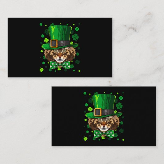 Maine Coon St Patricks Day Cat Leprechaun Pet Sham Visitekaartje (Voorkant / Achterkant)