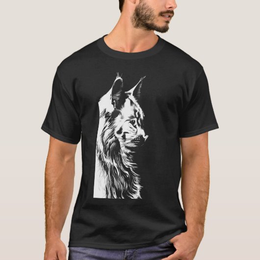 Maine Coon T-Shirt: Men's Black & White Cat T-shirt (Voorkant)