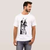 Maine Coon T-Shirt: White Tee Black & White Cat T-shirt (Voorkant volledig)