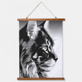 Maine Coon Tapestry: Black & White Cat Wall Hangin Hangend Wandkleed (Voorkant)