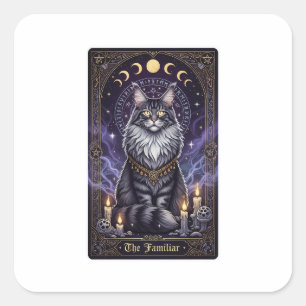 Maine Coon Tarot - De bekende Halloween Vierkante Sticker