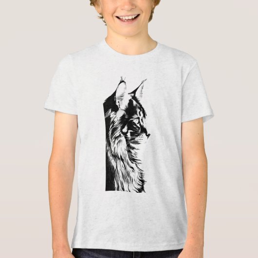 Maine Coon Teen Boys B+C Tri-blend White Tee Tri-Blend Shirt (Voorkant)