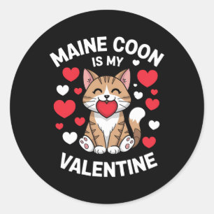 Maine Coon Valentijn Schattig Cat Design Mom Kat Ronde Sticker