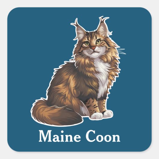 Maine Coon Vierkante Sticker (Voorkant)