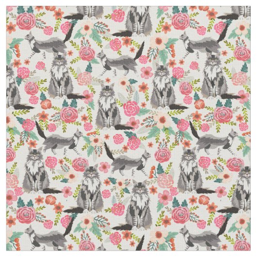 maine coon vintage floraroom stof (Close Up)