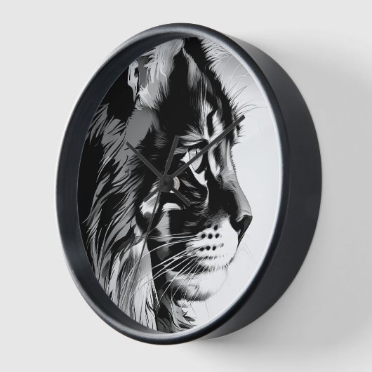Maine Coon Wall Clock: Black & White Cat Home Deco (Hoek)