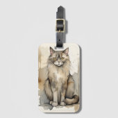 Maine Coon Waterverf Bagagelabel (Voorkant (verticaal))