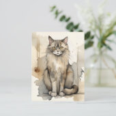 Maine Coon Waterverf Briefkaart (Staand voorkant)