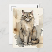 Maine Coon Waterverf Briefkaart (Voorkant / Achterkant)
