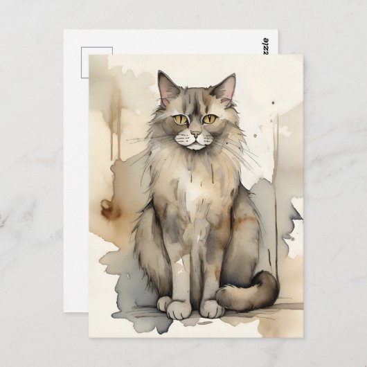 Maine Coon Waterverf Briefkaart (Voorkant / Achterkant)