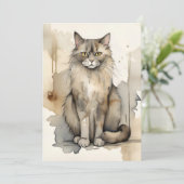 Maine Coon Waterverf Kaart (Staand voorkant)
