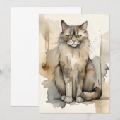 Maine Coon Waterverf Kaart (Voorkant / Achterkant)