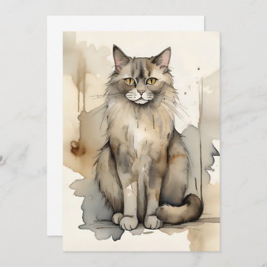 Maine Coon Waterverf Kaart (Voorkant / Achterkant)