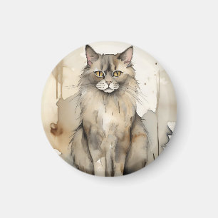 Maine Coon Waterverf Magneet