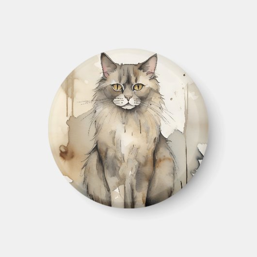 Maine Coon Waterverf Magneet (Voorkant)