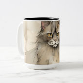 Maine Coon Waterverf Tweekleurige Koffiemok (Voorkant links)