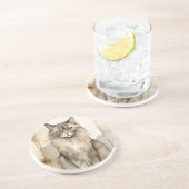 Maine Coon Waterverf Zandsteen Onderzetter (Zijkant)