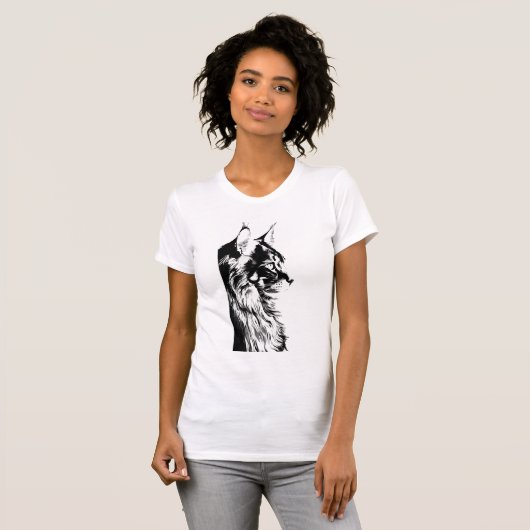 Maine Coon Women's Slim Fit White B+C Tee T-shirt (Voorkant volledig)