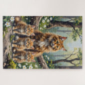 Maine Coon Woodland Bloom Kunst Legpuzzel (Horizontaal)