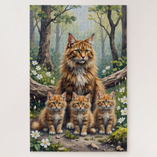 Maine Coon Woodland Bloom Kunst Legpuzzel
