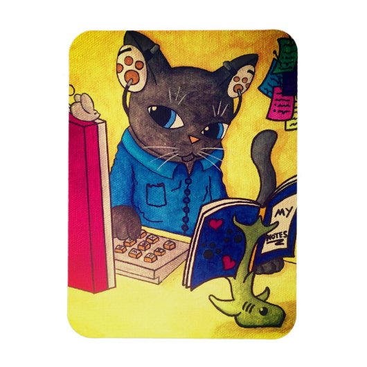 Maine Coon Writer Cat, acrylkatten Magnet Magneet (Verticaal)