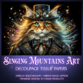 Maine Coone grillige Steampunk Decoupage Tissuepapier