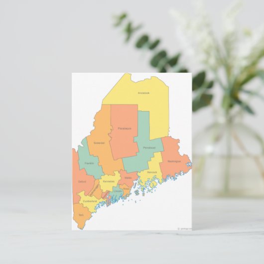 Maine County Map Briefkaart (Staand voorkant)