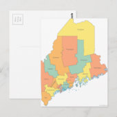 Maine County Map Briefkaart (Voorkant / Achterkant)