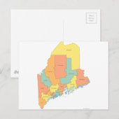 Maine County Map Briefkaart (Voorkant / Achterkant)