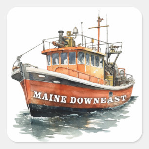 Maine Downeast boot vissen Vierkante Sticker