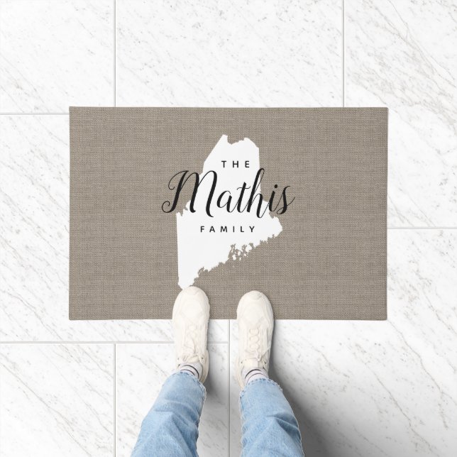 Maine Familie Monogram Staat Doormat Deurmat (Binnen)