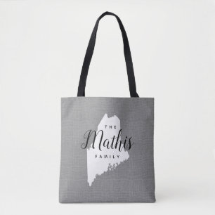 Maine Family Monogram State Canvas tas
