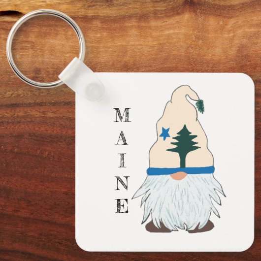 Maine Flag Gnome Pet Sleutelhanger (Voorkant)