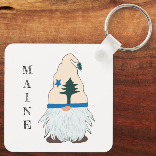 Maine Flag Gnome Pet Sleutelhanger (Achterkant)