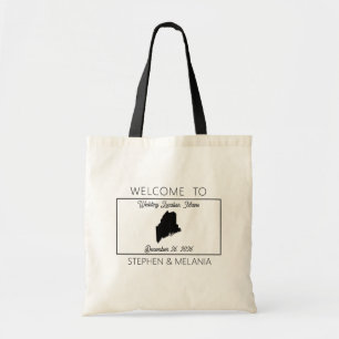 Maine gasten welkom bruiloft tote bag