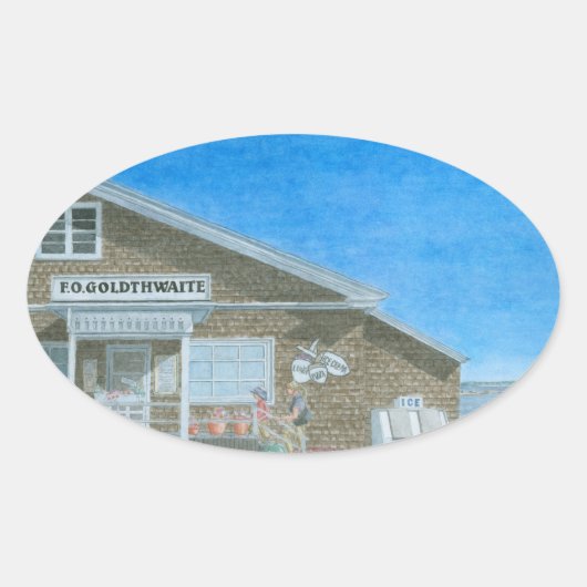 Maine General Store Aquarel Ovale Sticker (Voorkant)