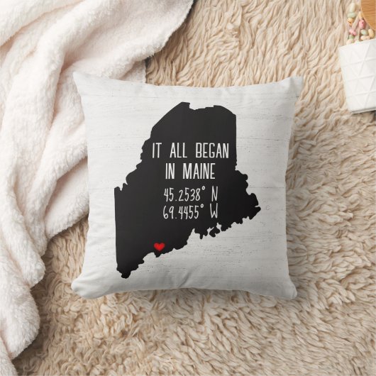 Maine GPS-coördinaten met hart Kussen (Deken)