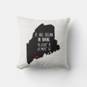 Maine GPS-coördinaten met hart Kussen (Voorkant)