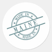 Maine Green Round Rubber Stamp Mainer Ronde Sticker (Voorkant)