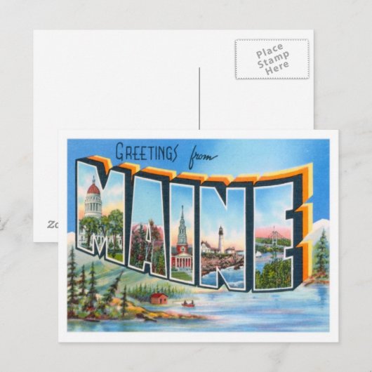 Maine Greetings uit de VS Briefkaart (Voorkant / Achterkant)