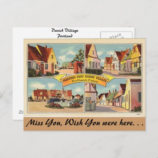 Maine, Greetings uit het Deense dorp Briefkaart (Voorkant / Achterkant)