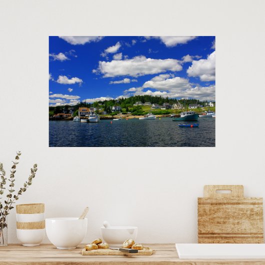 Maine Harbour in de zomer Poster (Keuken)